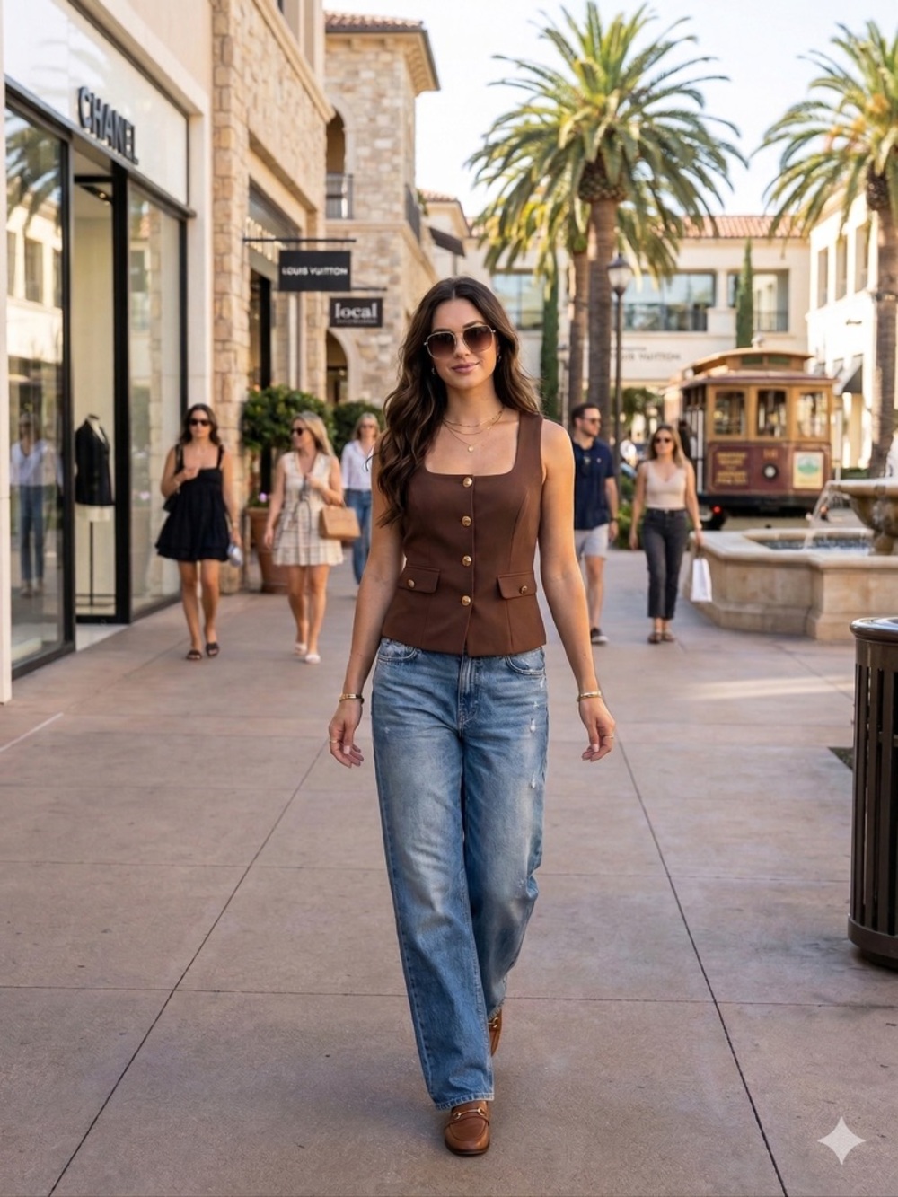 Sincerely Jules Chocolate Brown Business Career Casual Gold Button Vest Size Med